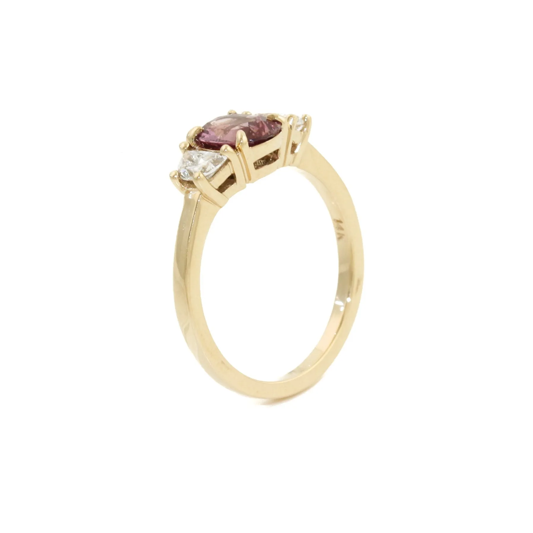 14k Gold x Pink Sapphire Half-Moon Lab Diamond Ring