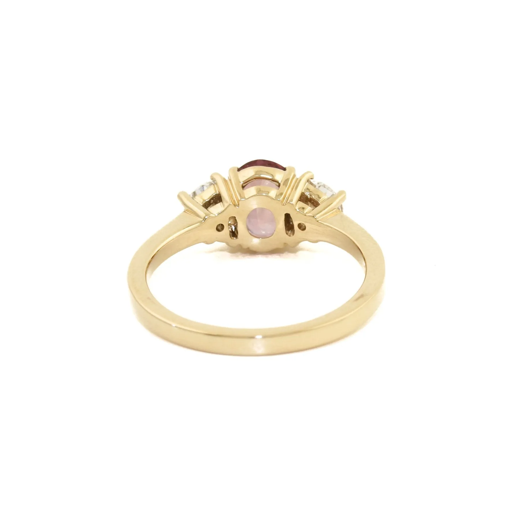 14k Gold x Pink Sapphire Half-Moon Lab Diamond Ring