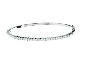 18ct White Gold Women's Diamond Bangle Bracelet, Claw Set Style, 1.15ct, 3.2mm, Premium Gift Box