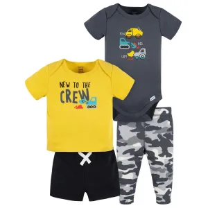 4-Piece Baby Boys Ready To Roll Onesies® Bodysuit, Tee, Shorts & Pant Set