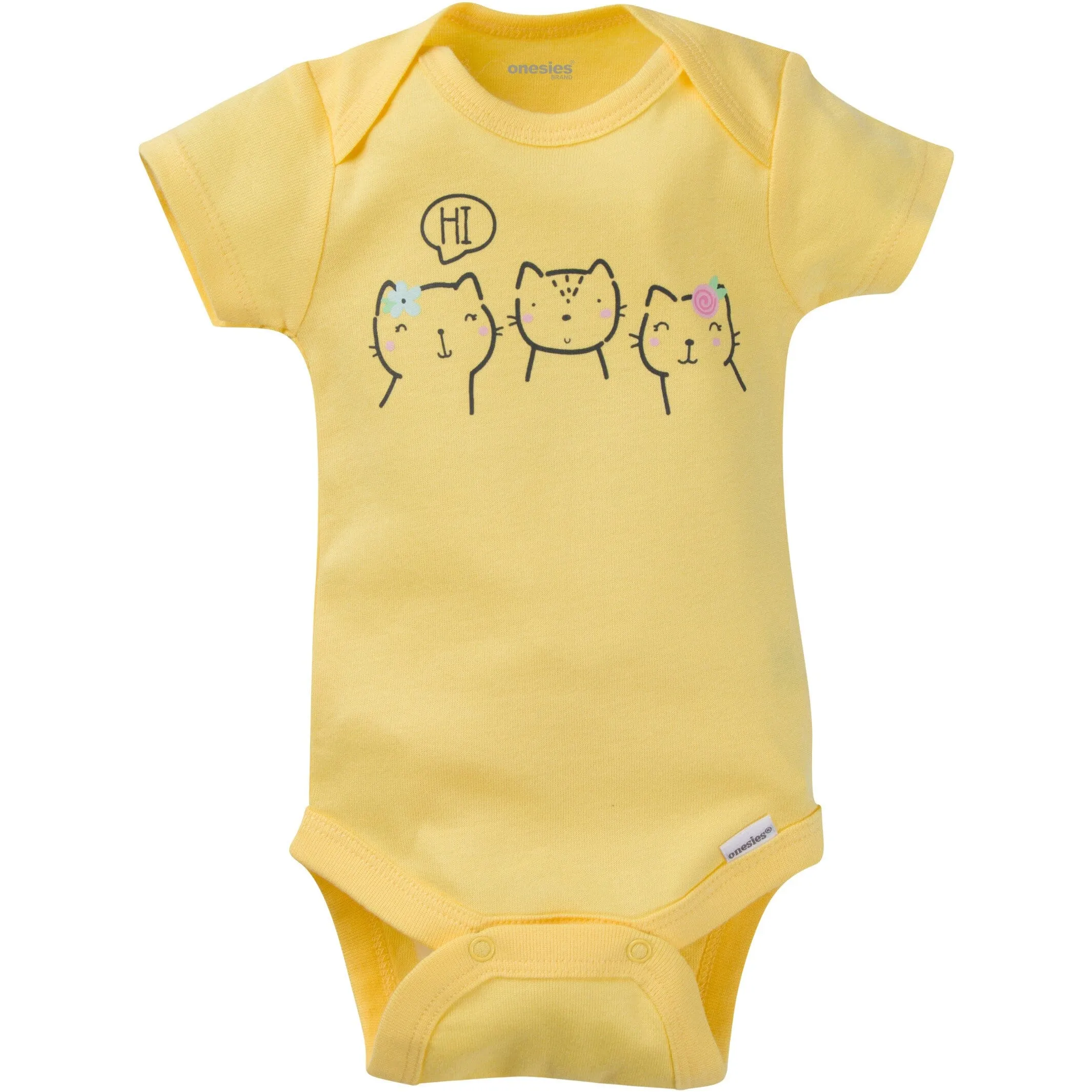 8-Pack Baby Girl Kitty Short Sleeve Onesies® Brand Bodysuits