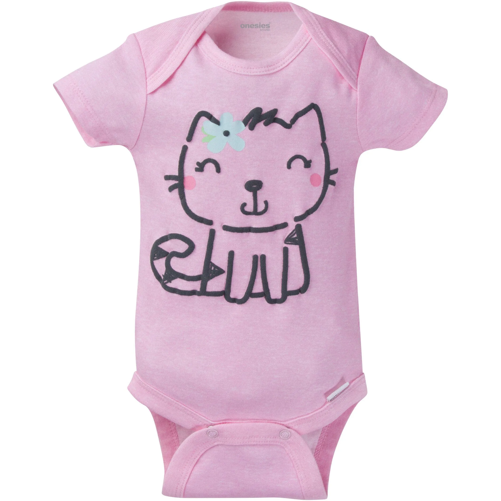 8-Pack Baby Girl Kitty Short Sleeve Onesies® Brand Bodysuits