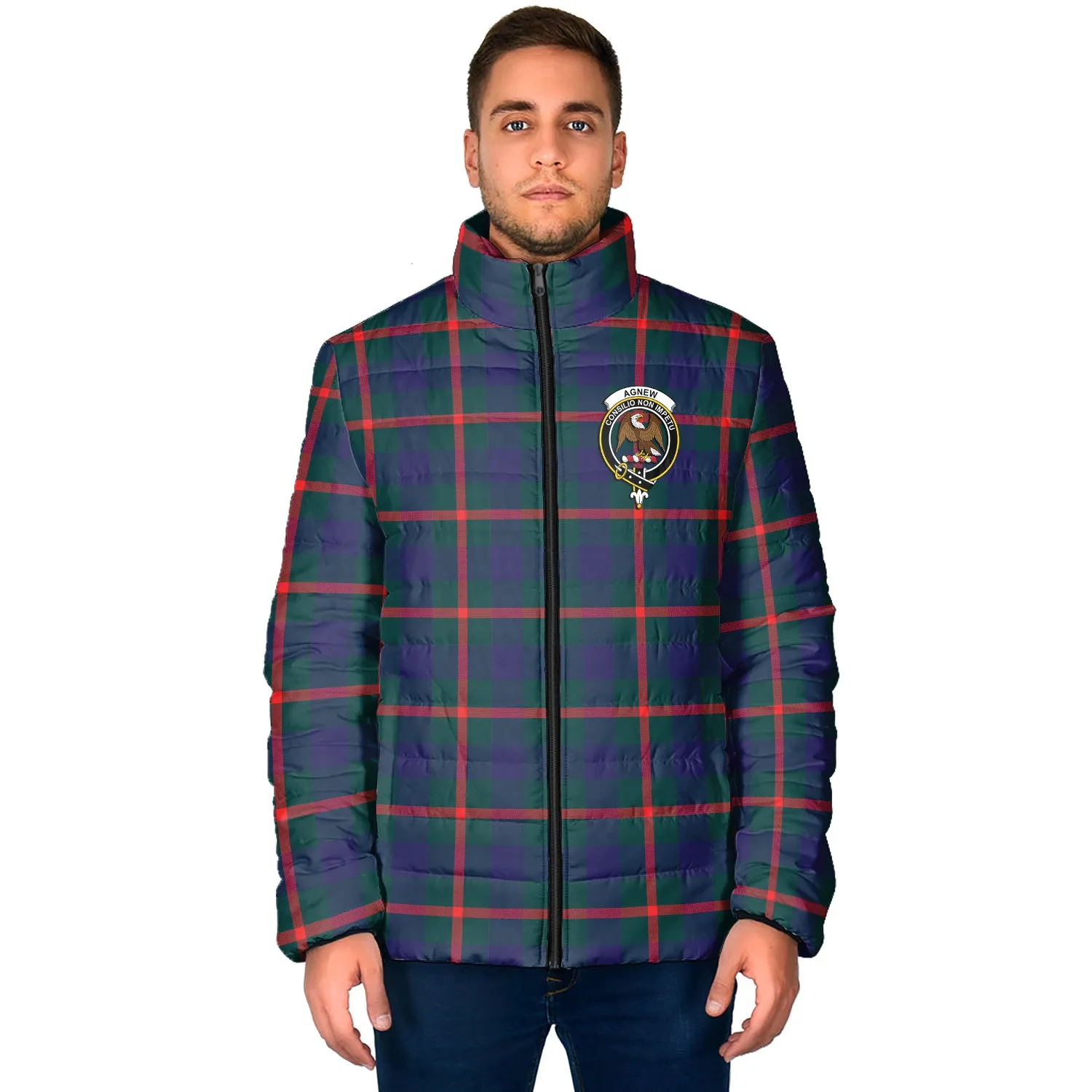 Agnew Tartan Padded Jacket with Family Crest