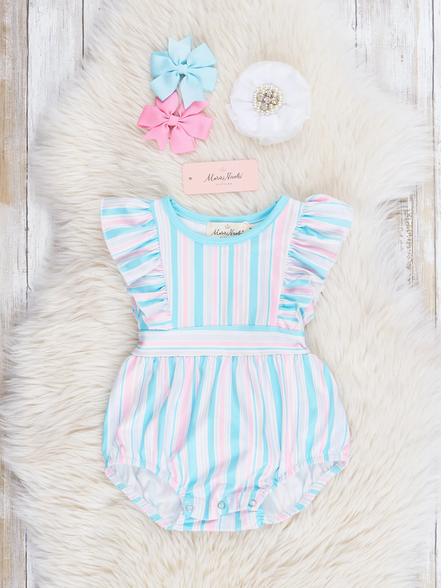 All The Pastels Striped Ruffle Bubble