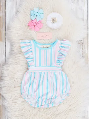 All The Pastels Striped Ruffle Bubble