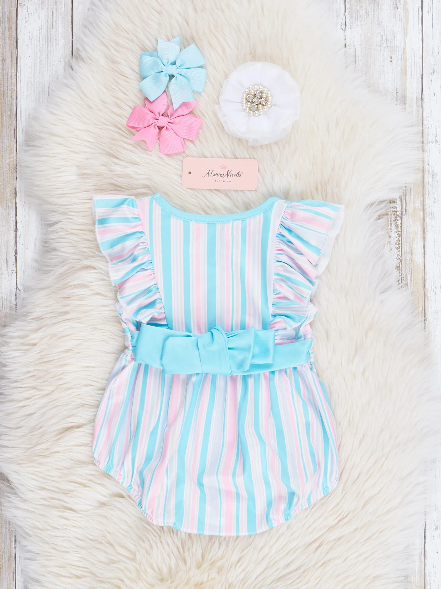 All The Pastels Striped Ruffle Bubble