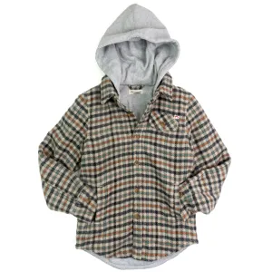 Appaman - Boys Glen Hooded Jacket in Beige/Teal Check