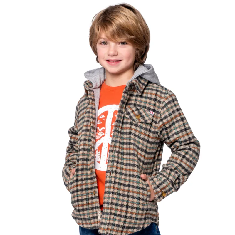 Appaman - Boys Glen Hooded Jacket in Beige/Teal Check