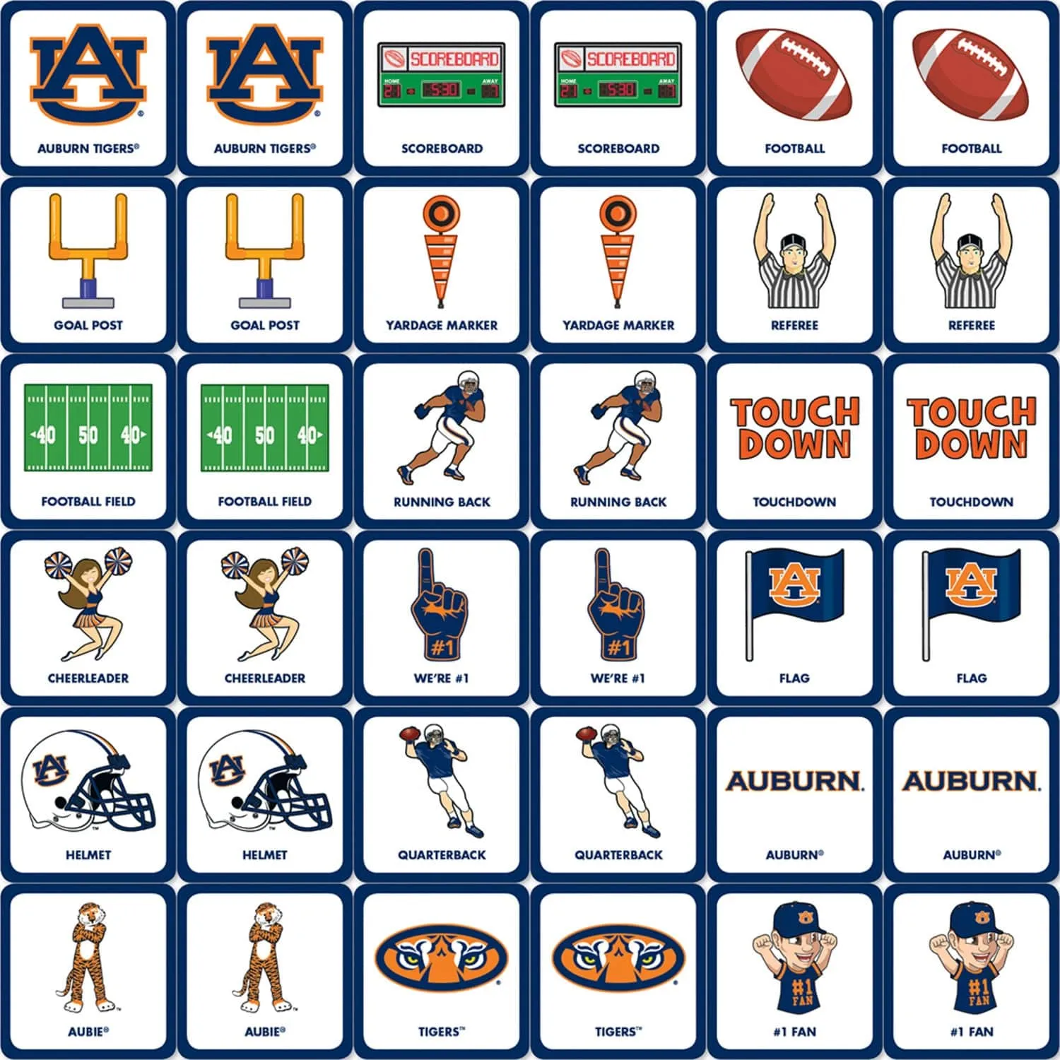 Auburn Tigers Matching Game