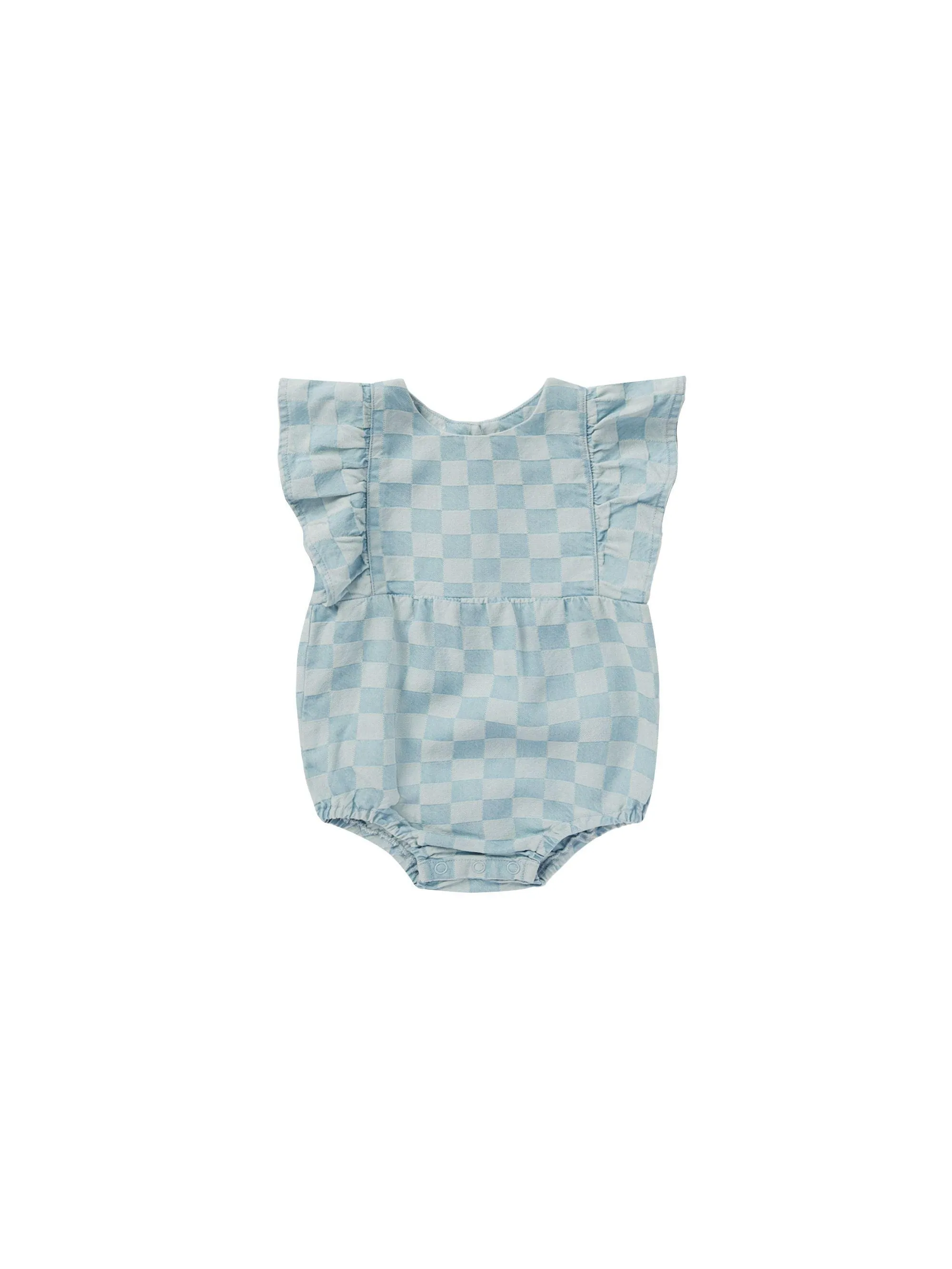 Baby Girl Jumpsuit and Romper | Kalea Bubble - Blue Check | Rylee and Cru