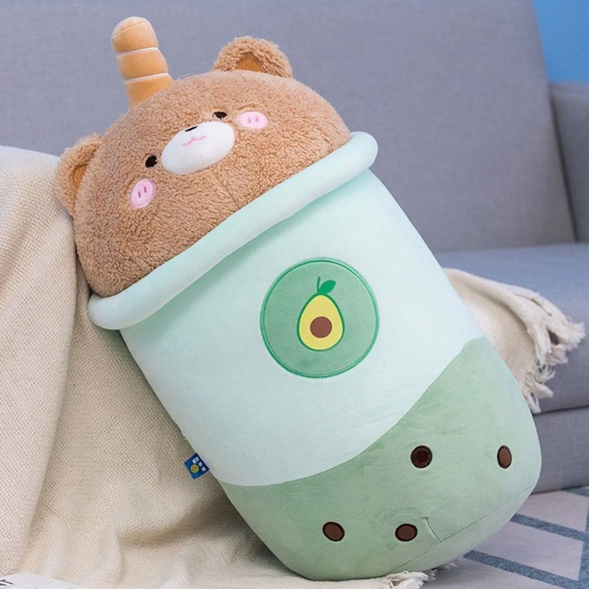 Bear Stuffed Animal Boba Plush Pillow