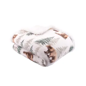 Bear Walks Sherpa Fleece Printed Throw