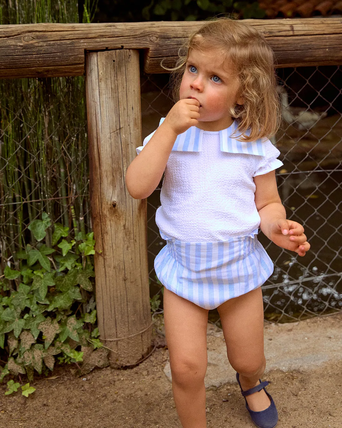 Blue & White Striped Two-piece Set