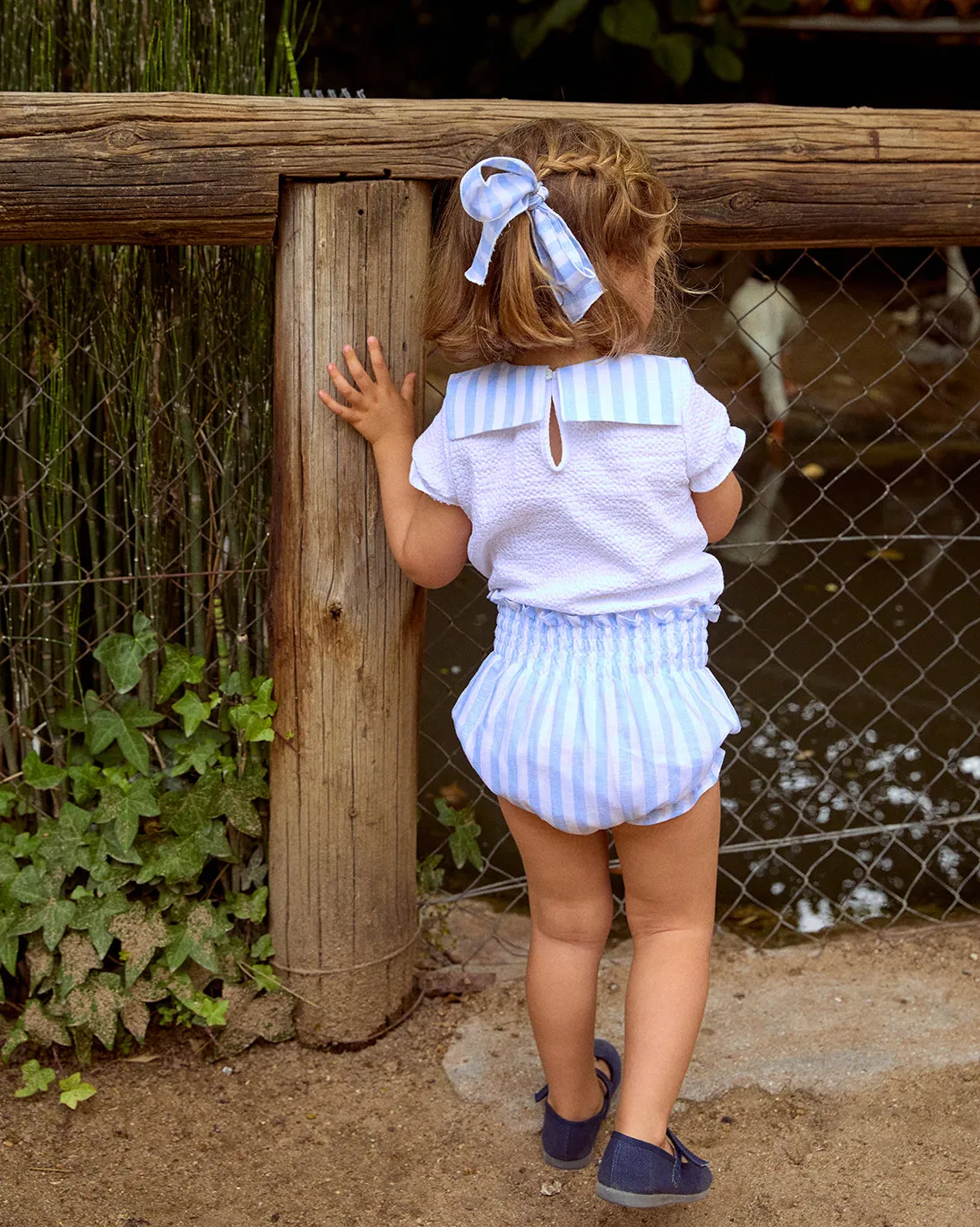 Blue & White Striped Two-piece Set