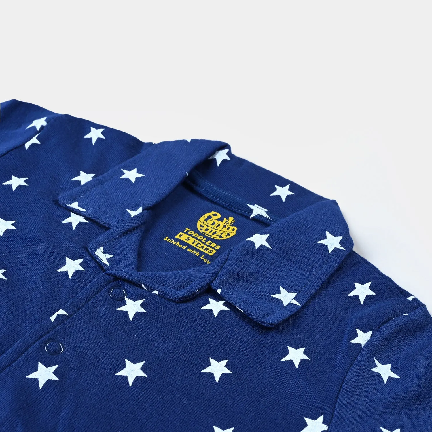 Boys Cotton Jersey Knitted Nightwear Stars-NAVY