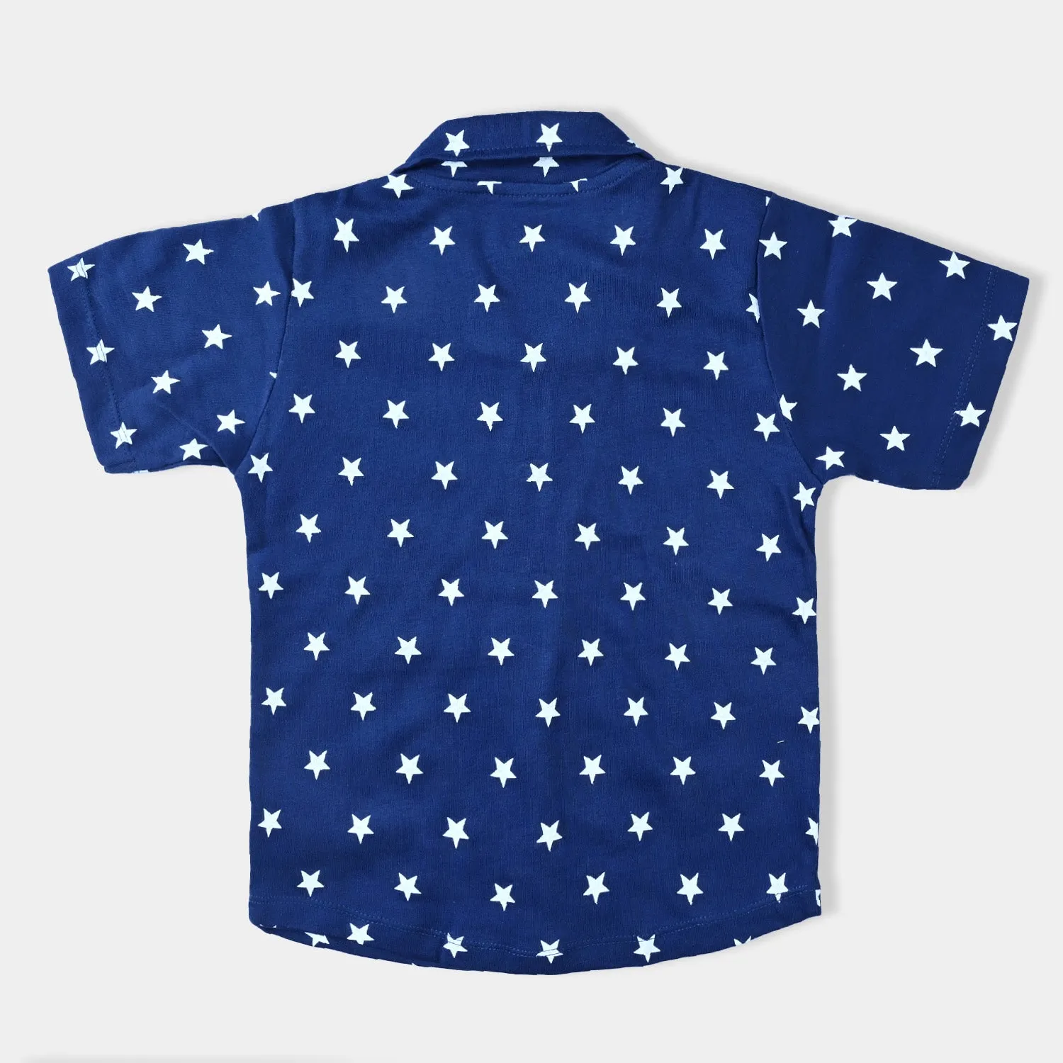 Boys Cotton Jersey Knitted Nightwear Stars-NAVY