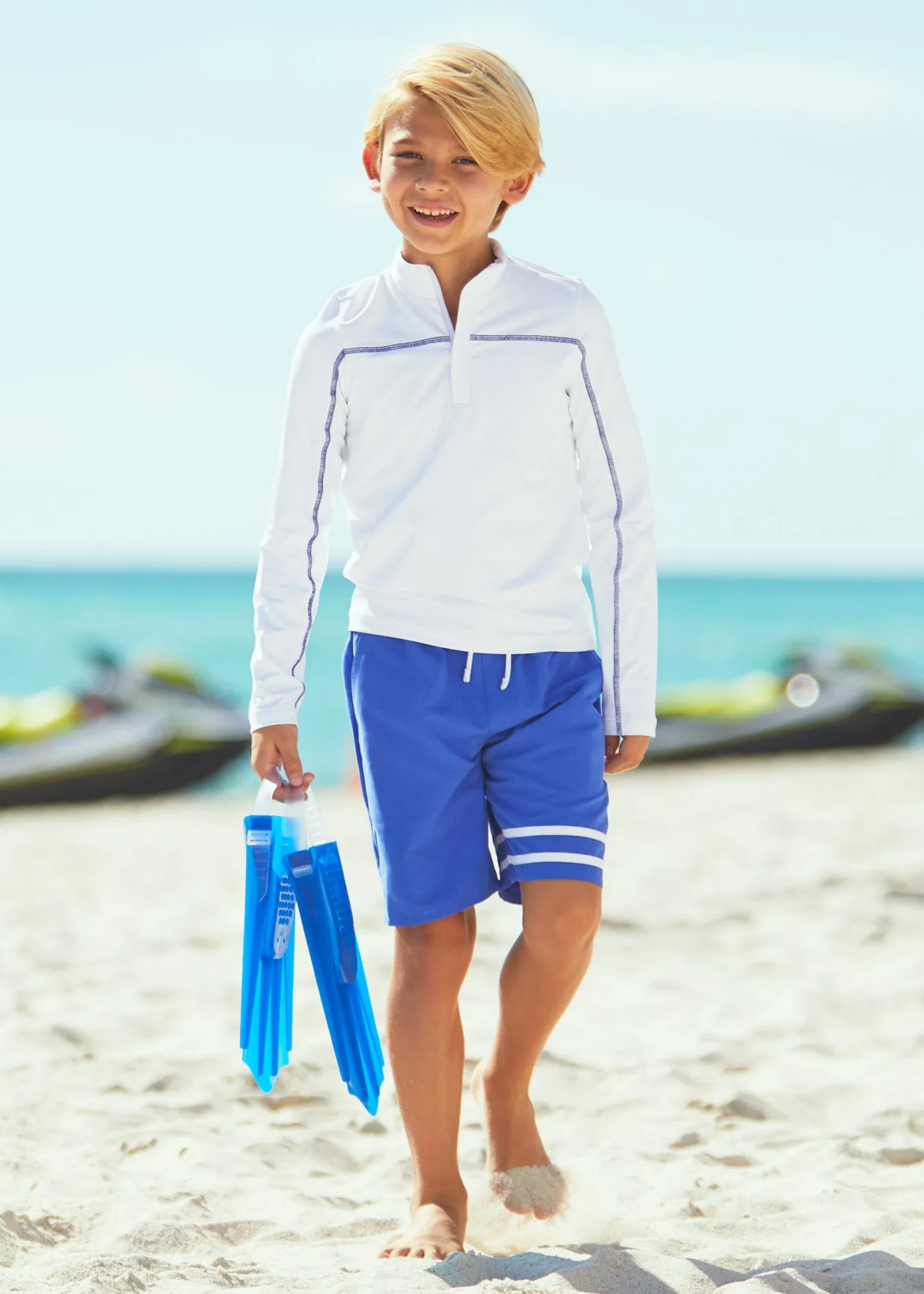 Boys White Sport Zip Top