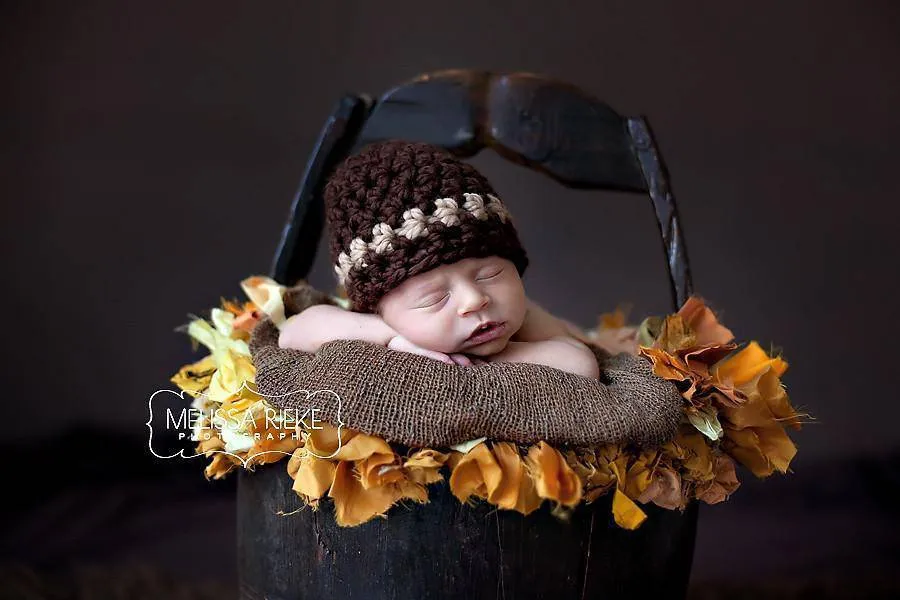 Brown Beige Striped Newborn Baby Hat