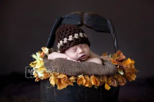 Brown Beige Striped Newborn Baby Hat