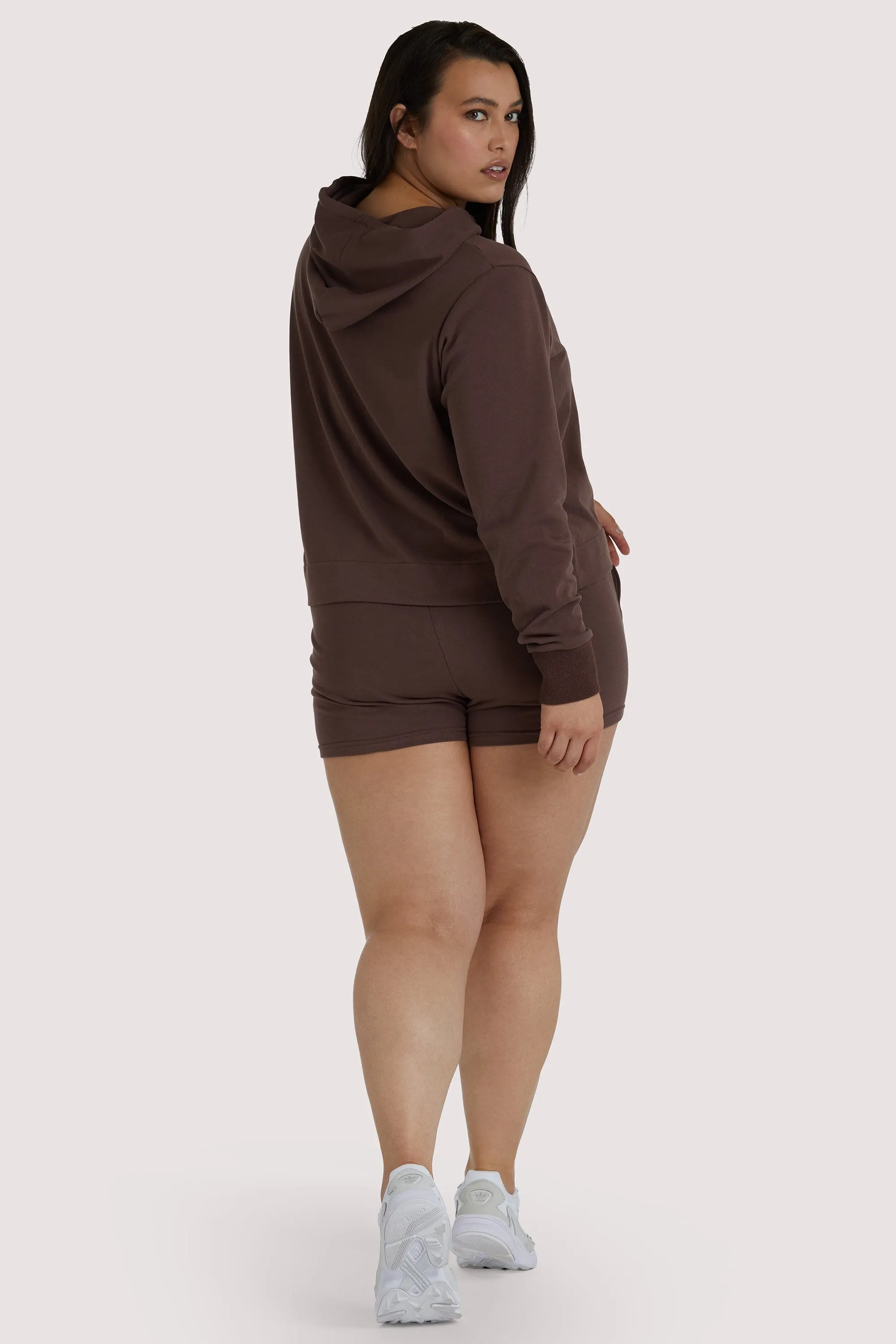 Brown Curve Hooded Top