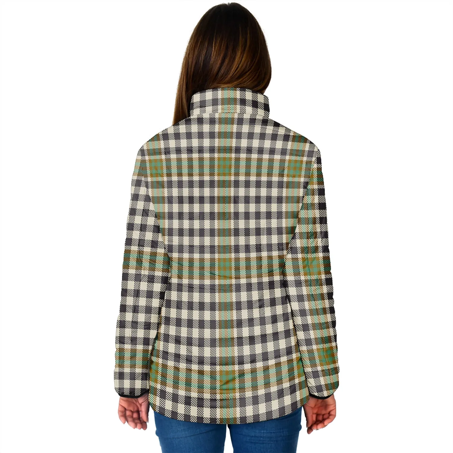 Burns Check Tartan Padded Jacket with Family Crest