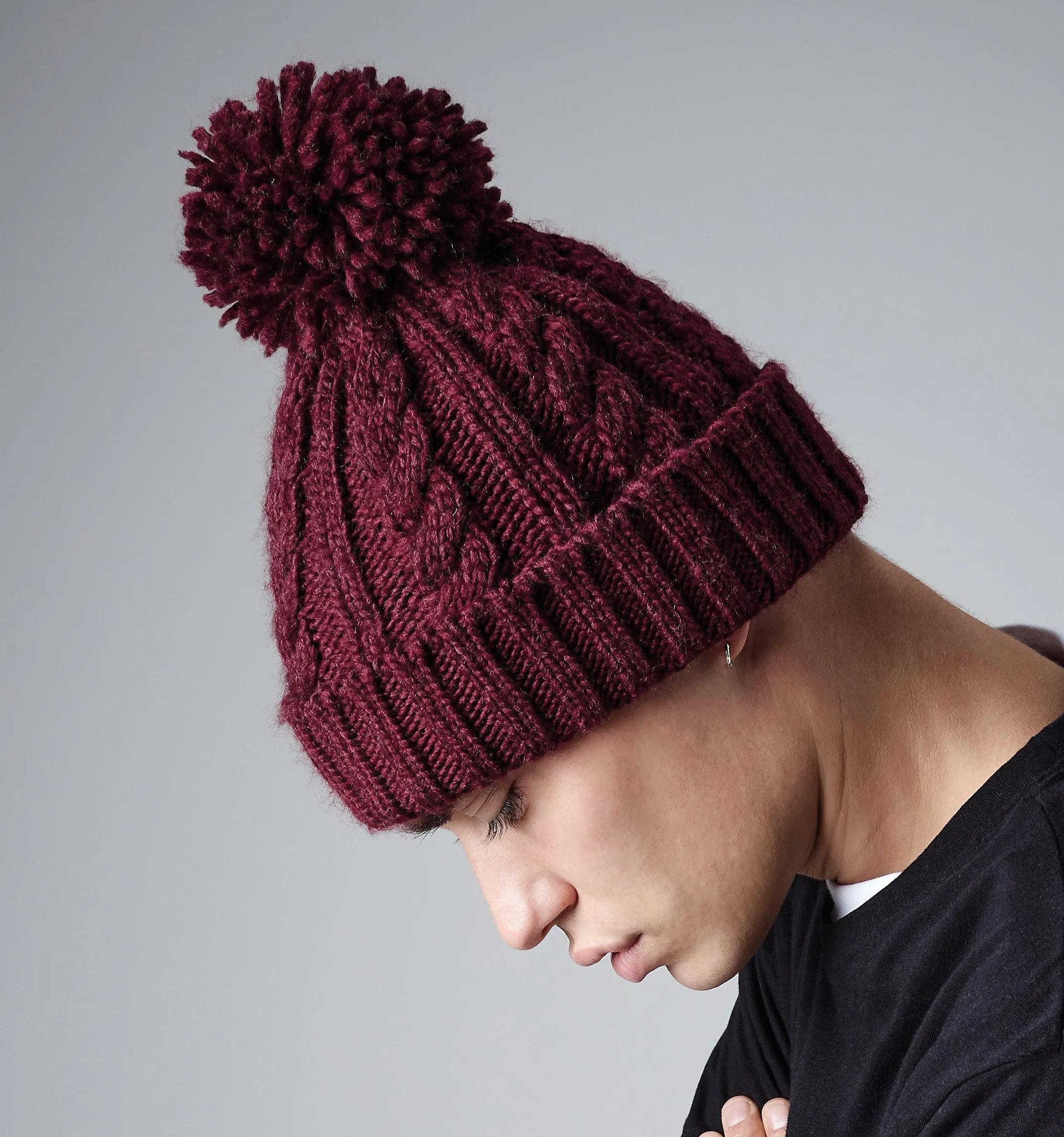 Cable Knit Melange Beanie | MUSTARD