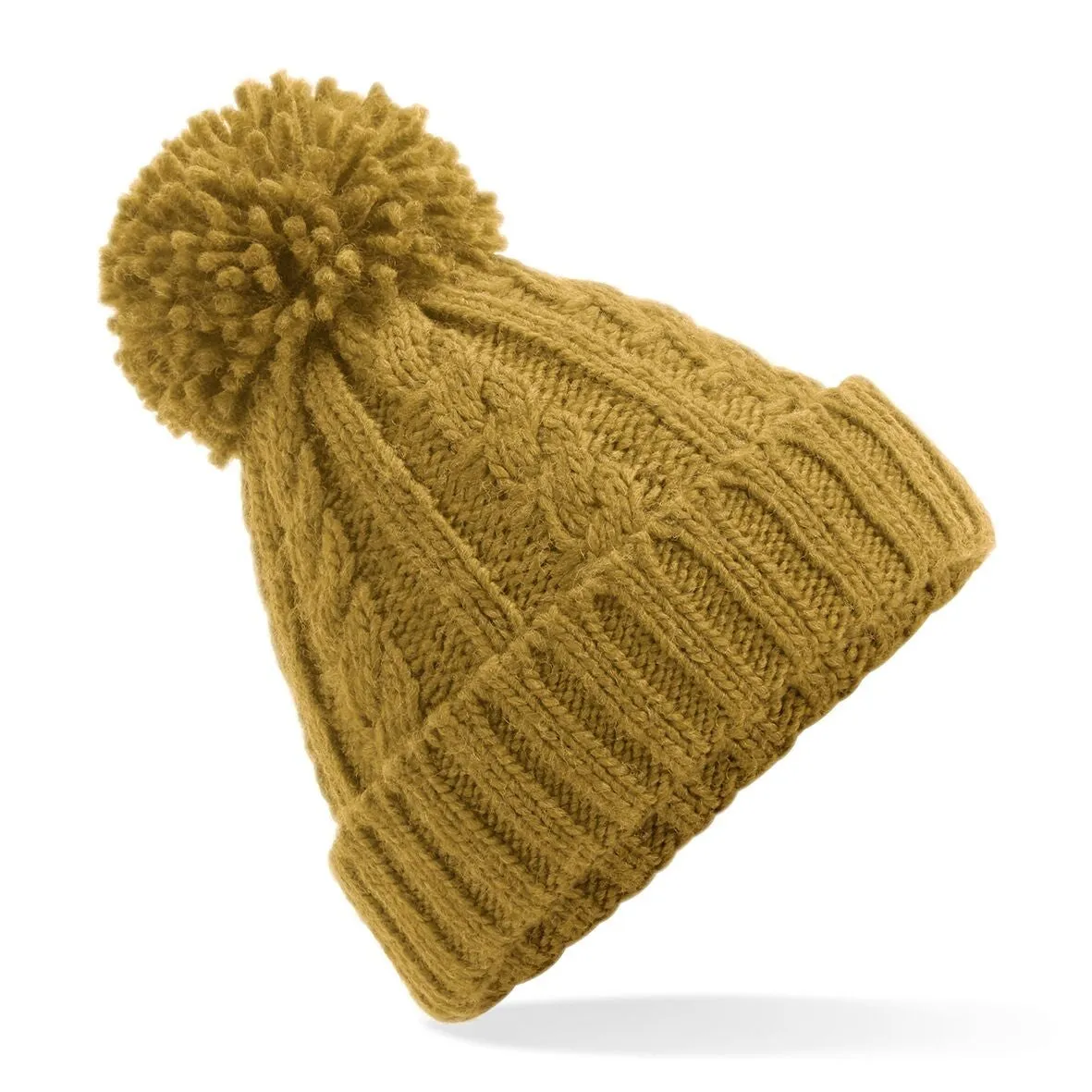 Cable Knit Melange Beanie | MUSTARD