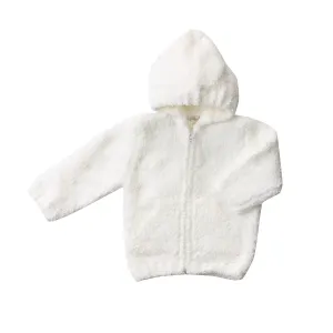 Chenille Hoodie in White 0-6M