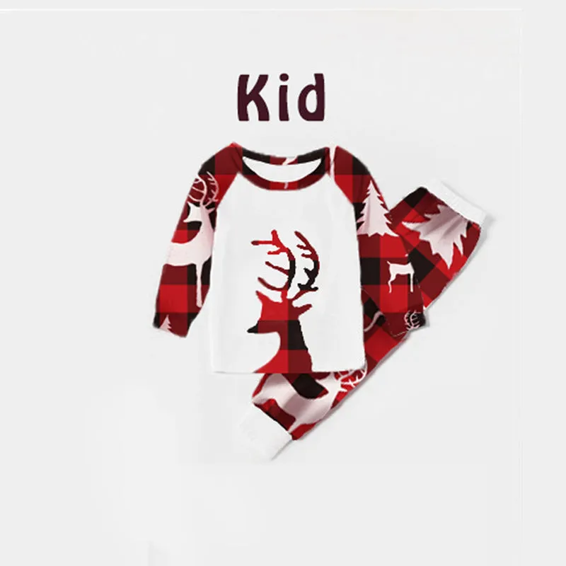 Christmas Deer Print Parent & Kid Family Pajamas Set