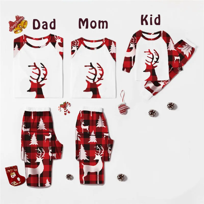 Christmas Deer Print Parent & Kid Family Pajamas Set