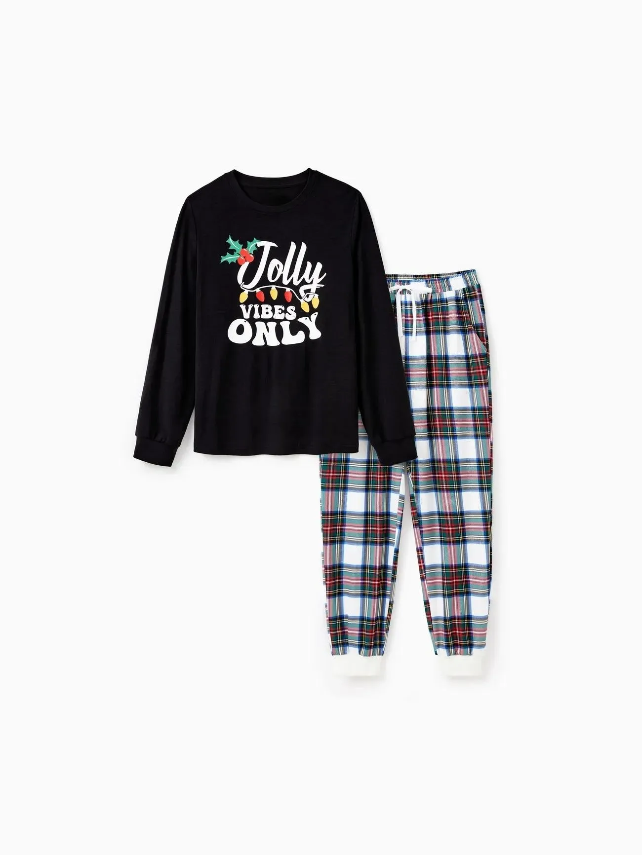 Christmas Family Matching Jolly Vibes Printed Top And Pajama Set