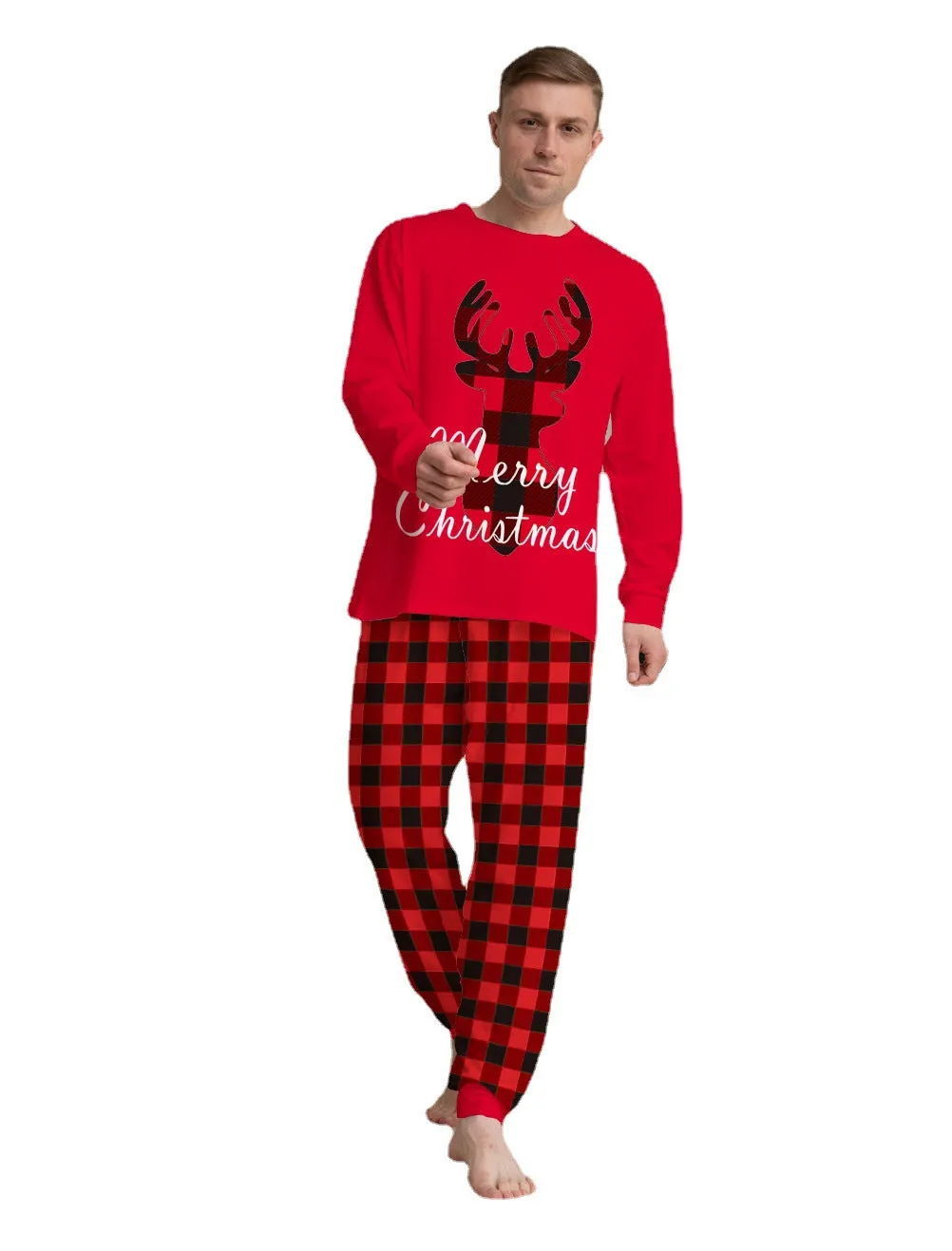 Christmas Family Matching Pajamas Set Christmas Holiday PJs Elk Top Pants Set Pajamas For Family Mom Dad Kids Baby