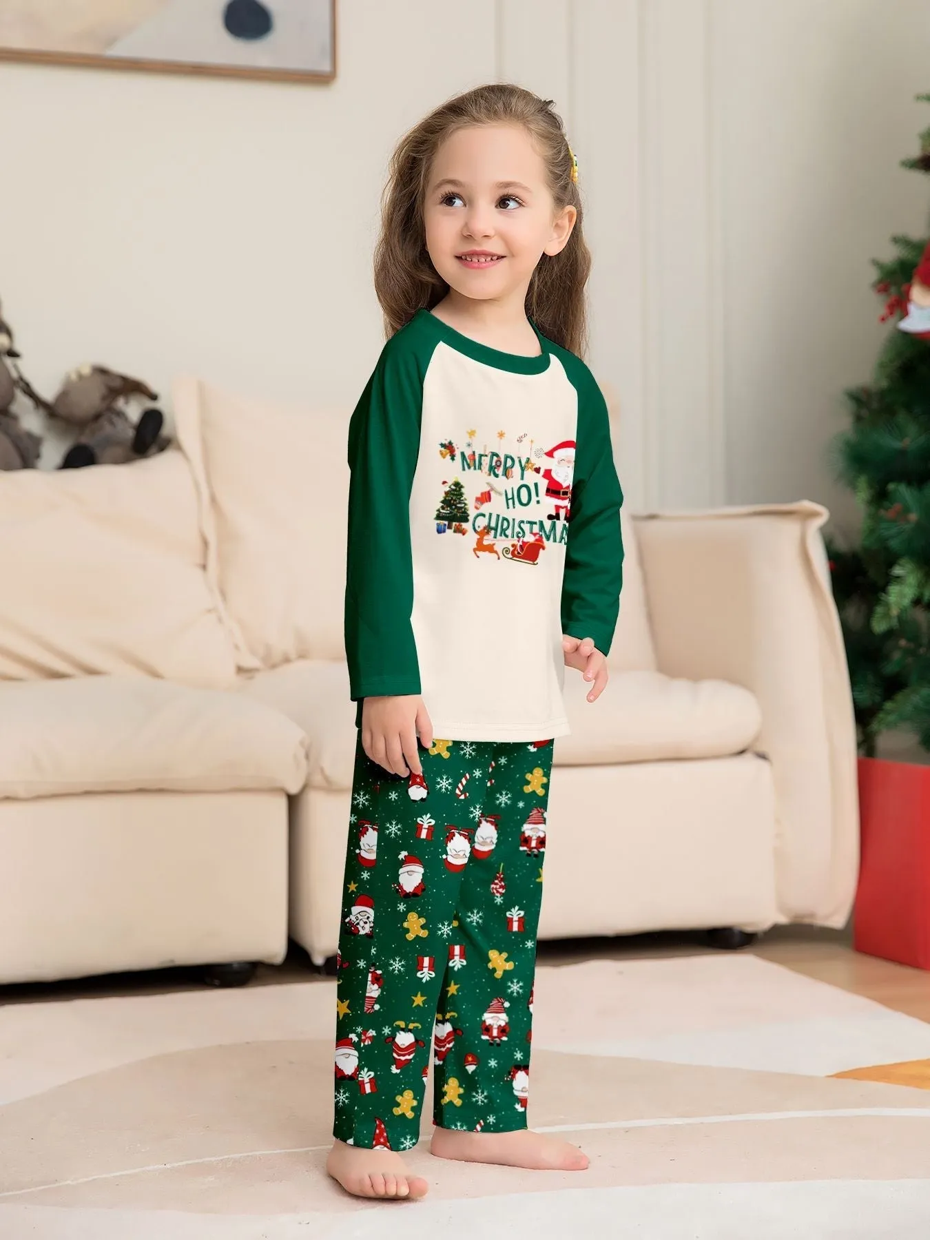 Christmas Parent-Child Dress Cartoon Printed Cozy Holiday Vibe Set