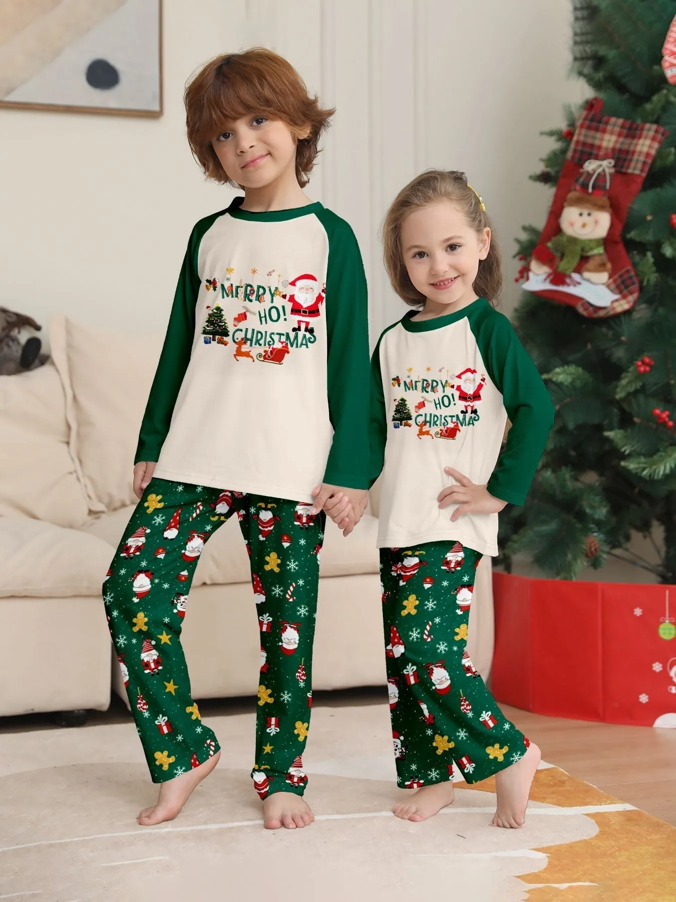 Christmas Parent-Child Dress Cartoon Printed Cozy Holiday Vibe Set