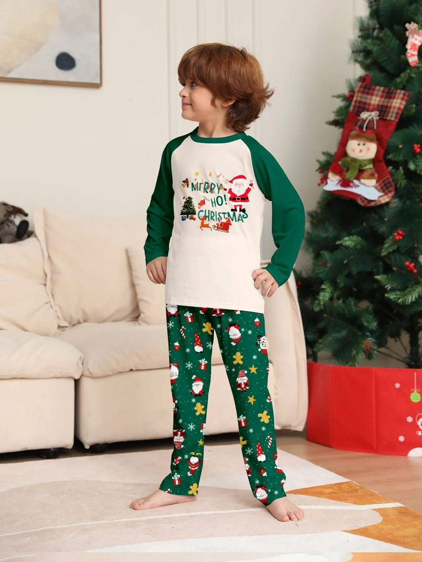 Christmas Parent-Child Dress Cartoon Printed Cozy Holiday Vibe Set