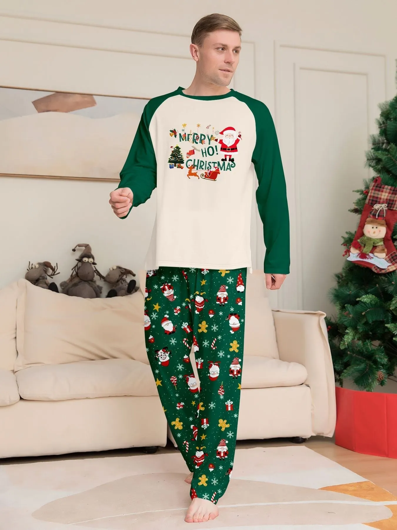 Christmas Parent-Child Dress Cartoon Printed Cozy Holiday Vibe Set