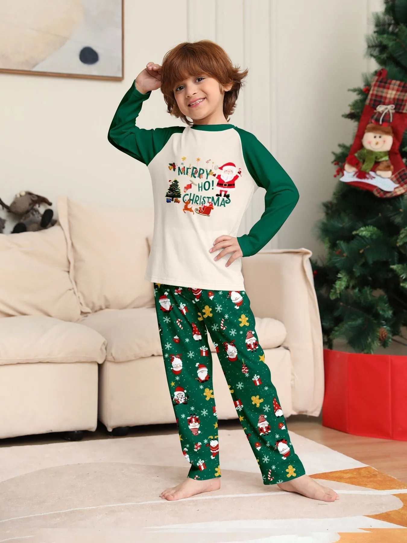 Christmas Parent-Child Dress Cartoon Printed Cozy Holiday Vibe Set