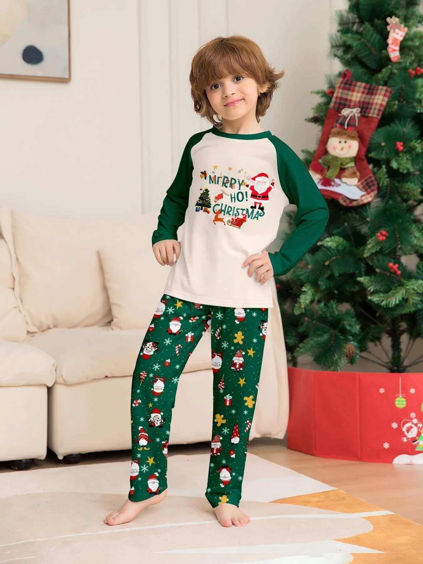 Christmas Parent-Child Dress Cartoon Printed Cozy Holiday Vibe Set