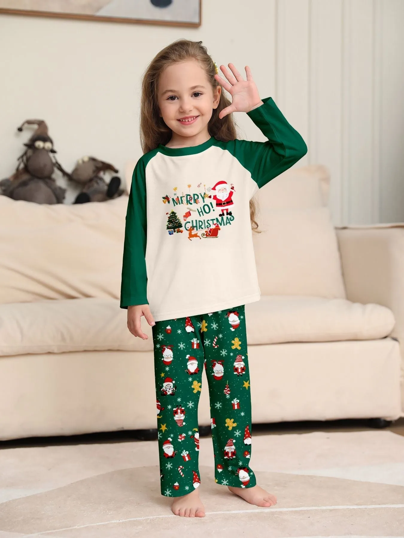 Christmas Parent-Child Dress Cartoon Printed Cozy Holiday Vibe Set