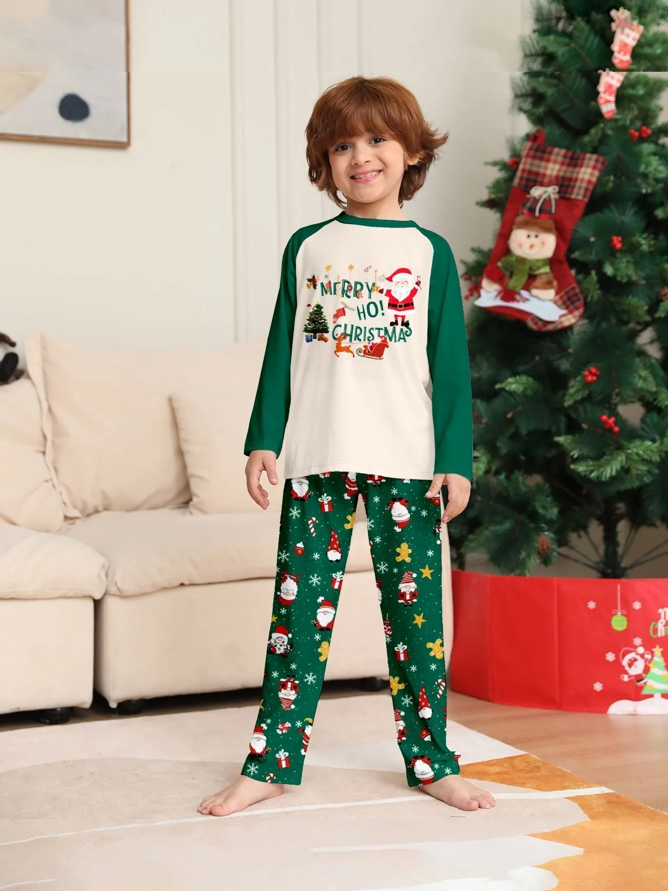 Christmas Parent-Child Dress Cartoon Printed Cozy Holiday Vibe Set