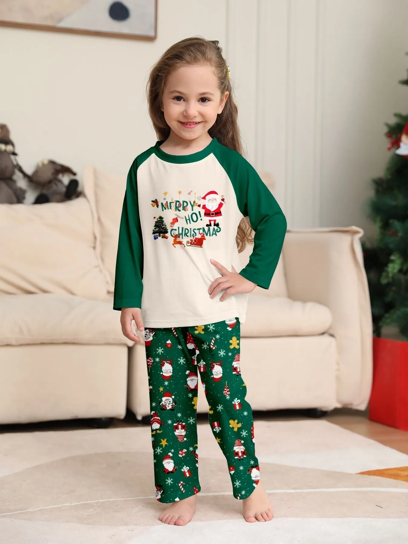 Christmas Parent-Child Dress Cartoon Printed Cozy Holiday Vibe Set