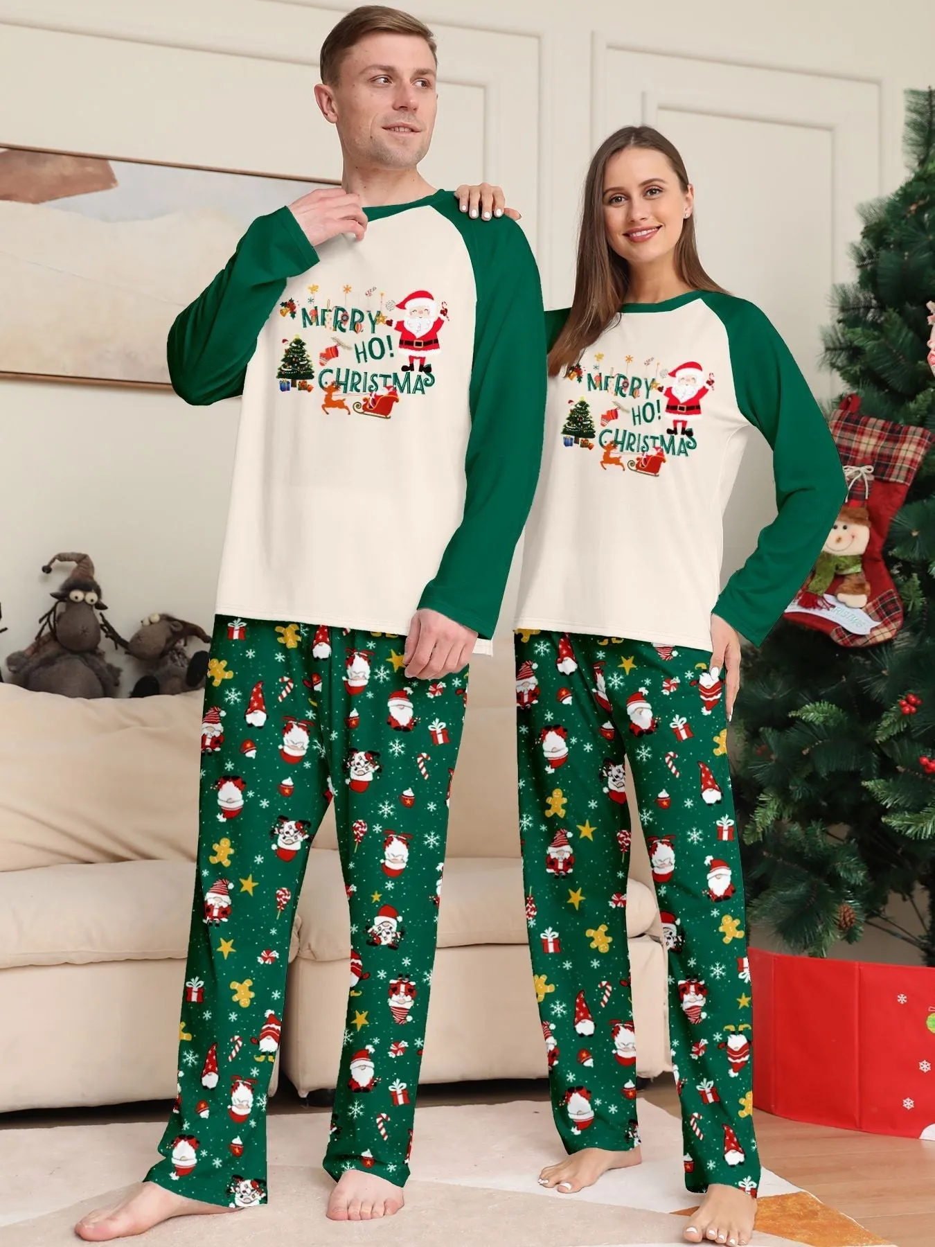 Christmas Parent-Child Dress Cartoon Printed Cozy Holiday Vibe Set