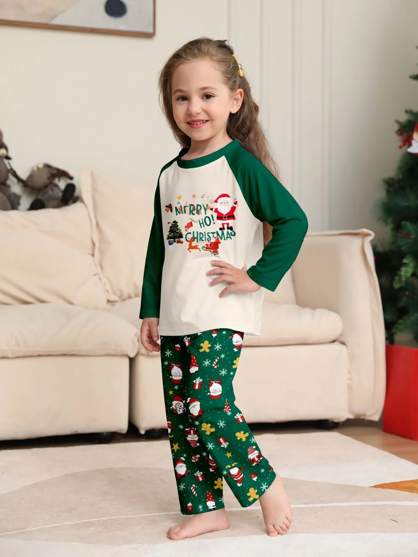 Christmas Parent-Child Dress Cartoon Printed Cozy Holiday Vibe Set