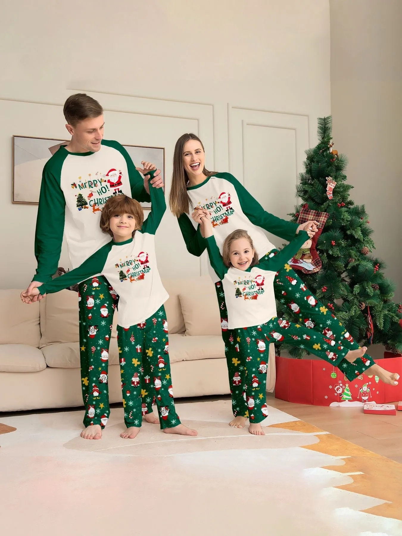 Christmas Parent-Child Dress Cartoon Printed Cozy Holiday Vibe Set