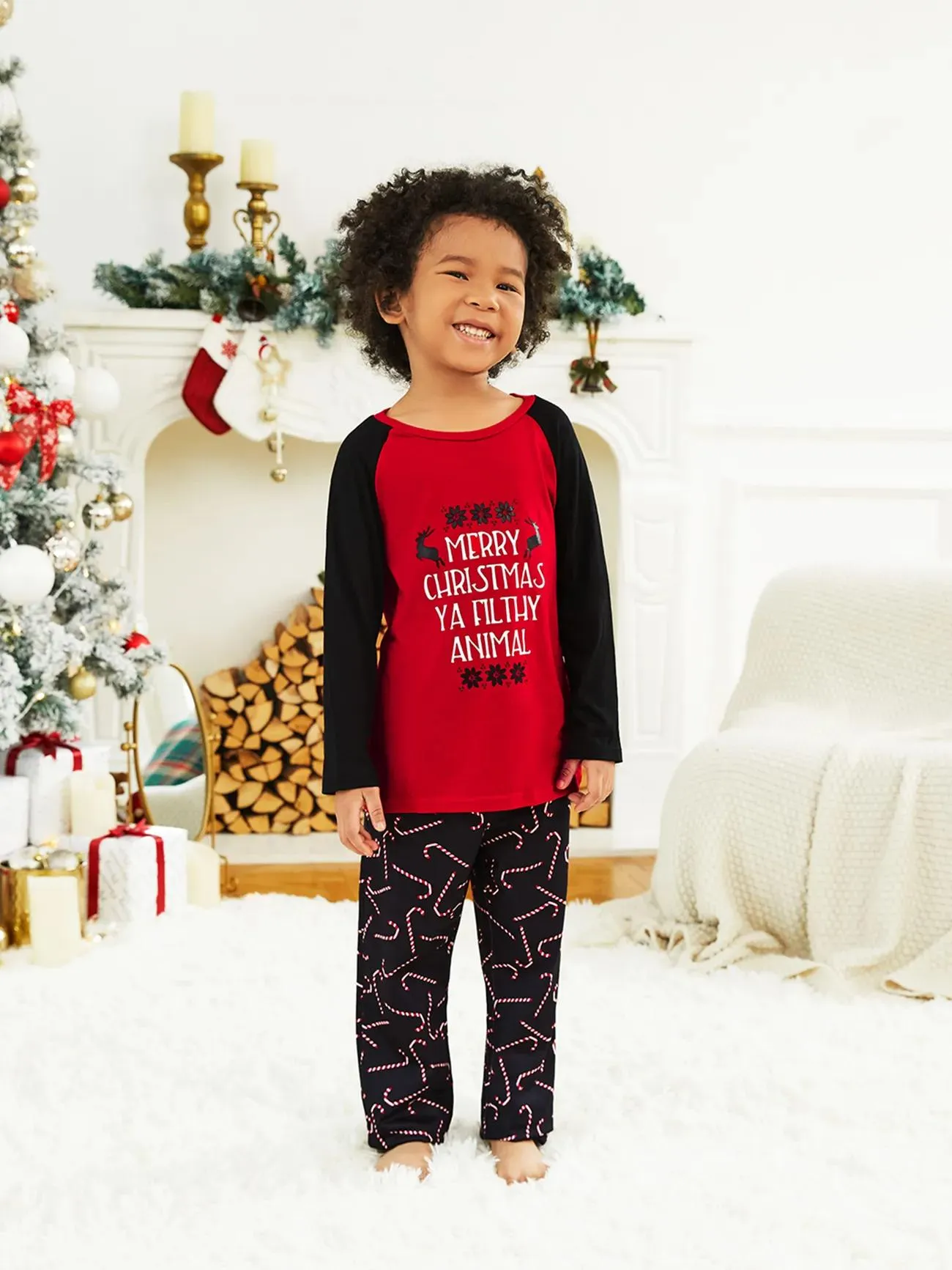 Christmas Theme Letter Print Family Matching Pajama Set