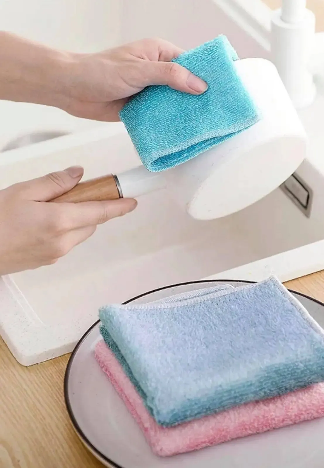 Cleaning Cloth Rags Towels Bamboo Fiber Soft Absorbent Kitchen Cleaning 竹纤维洗碗巾