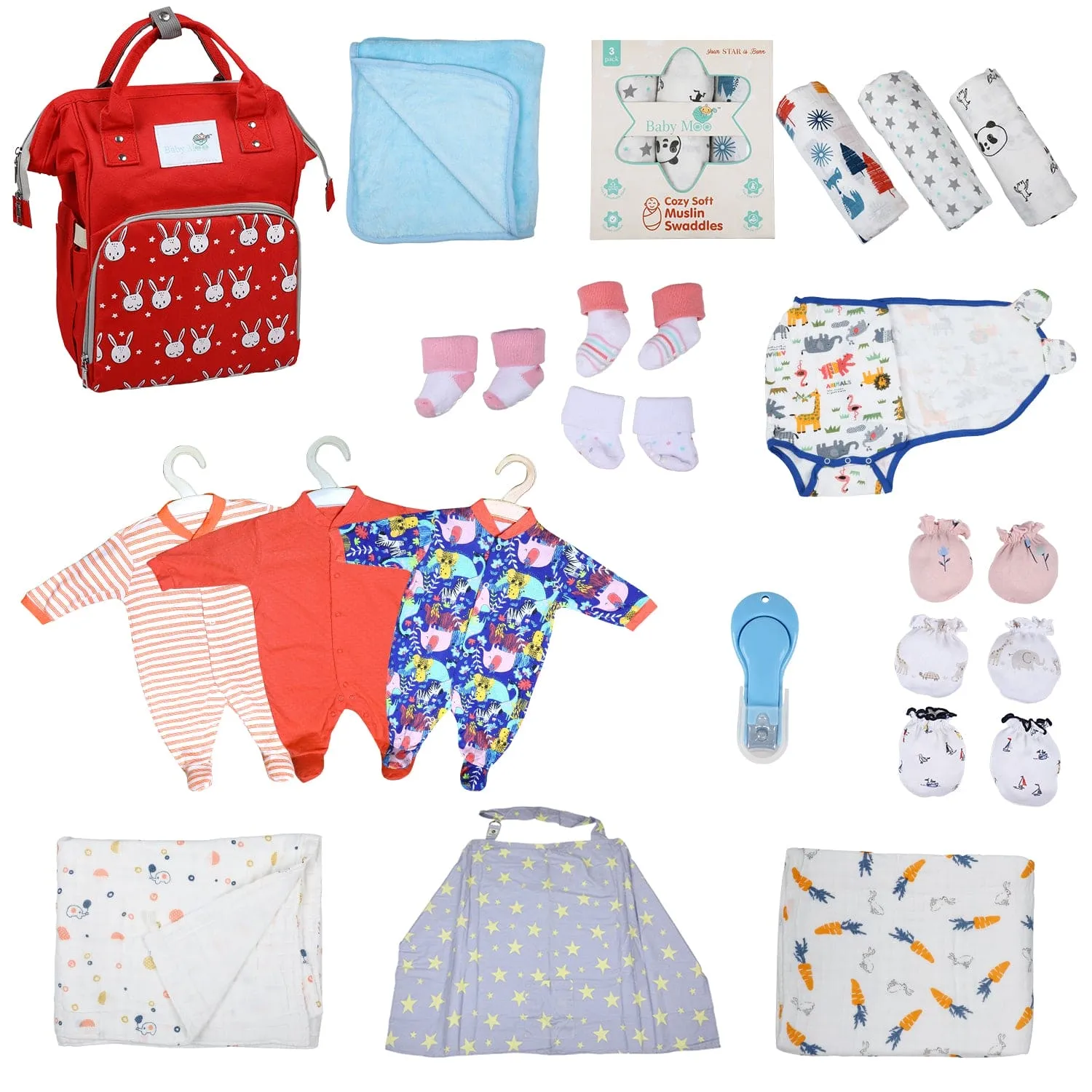 Complete Hospital Bag for Mum & Baby 19 Pcs Unisex Multicolour