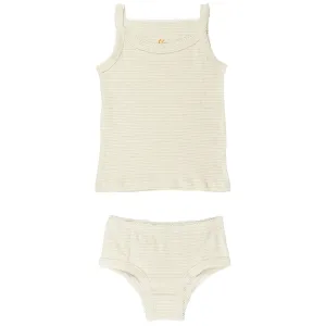 COPENHAGEN COLORS Beige Stripe Strap Top And Underpants Striped