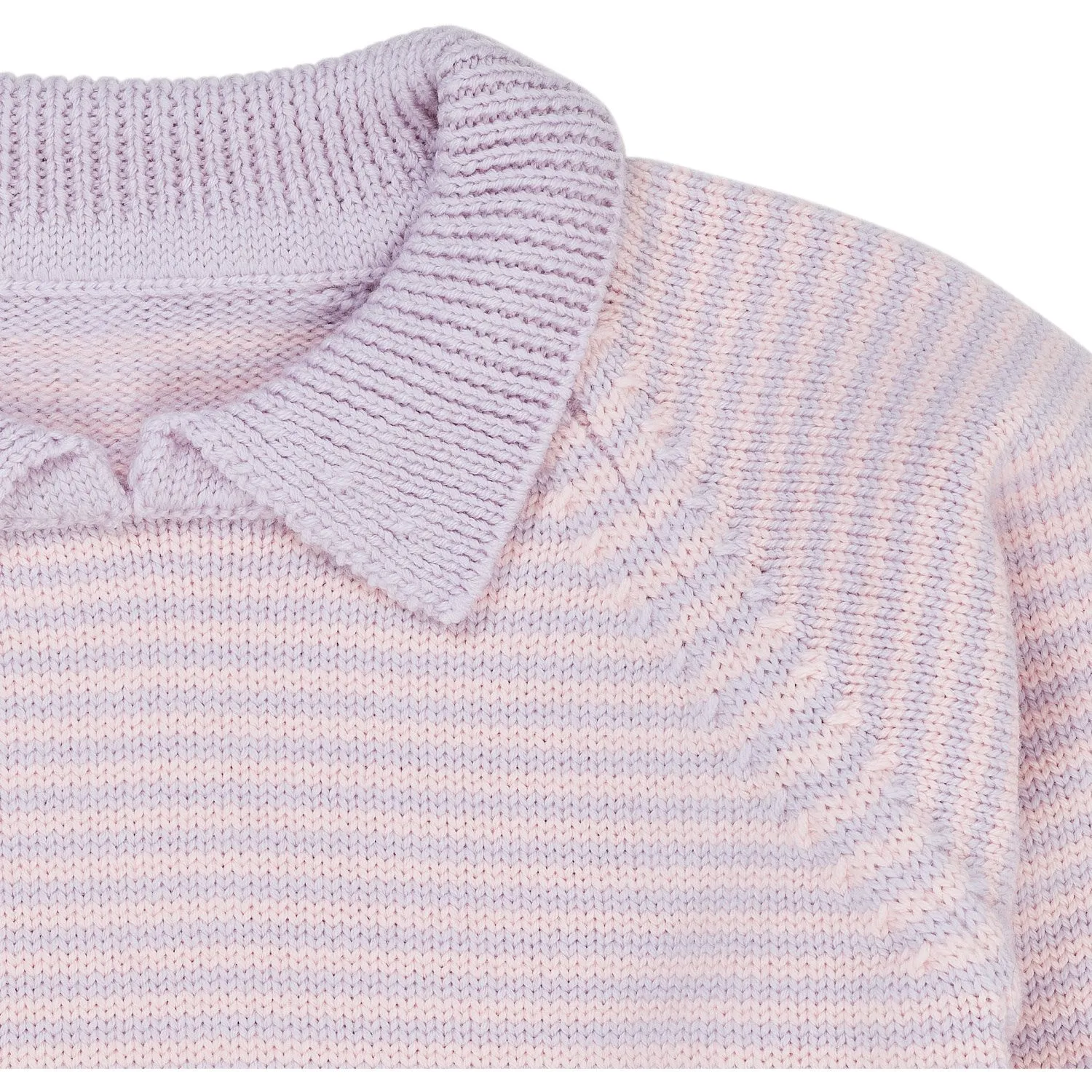 COPENHAGEN COLORS Lavender/Soft Pink Stripe Merino Striped Blouse W. Collar