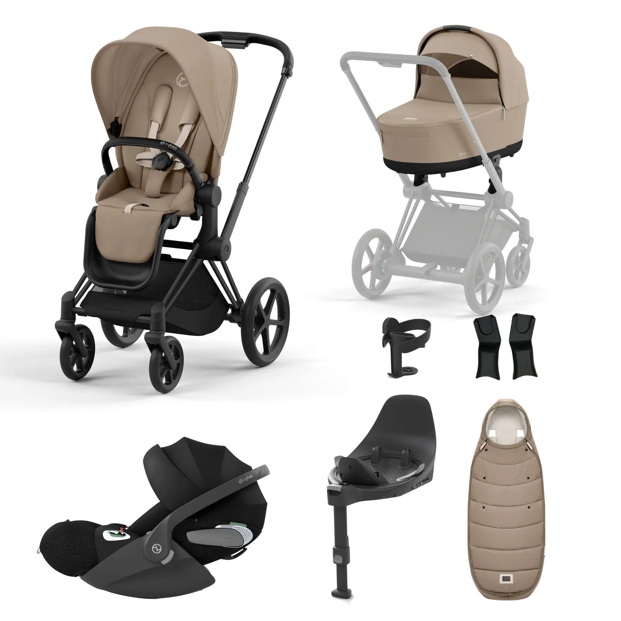 Cybex Priam Travel System With Cloud T in Cozy Beige